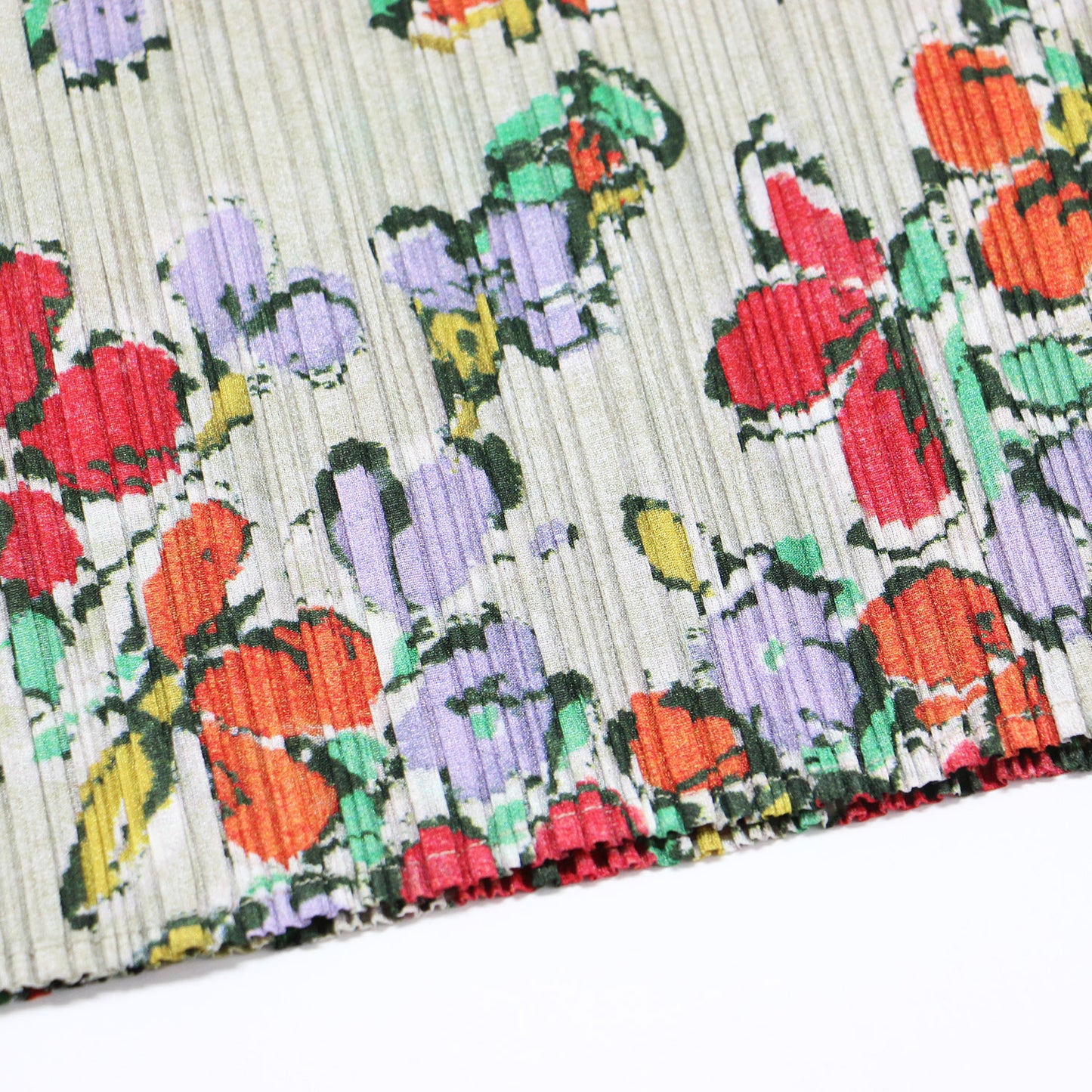 フラワープリント プリーツ ノースリーブ ワンピース / ロング丈 ハイネック 花柄