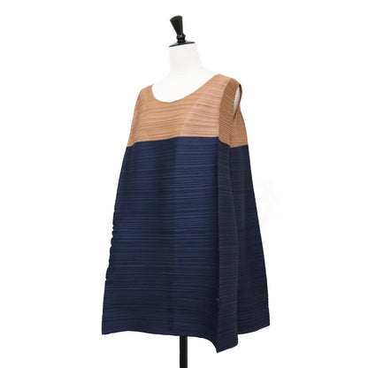 バイカラー プリーツ ノースリーブ ブラウス PP41-JT595 / チュニック丈 フレア