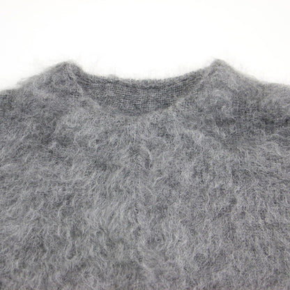 24秋冬 クルーネック カーディガン / PORTMIX ニット 長袖 ボタンレス ブランドロゴ メタルプレート ファー モヘヤ