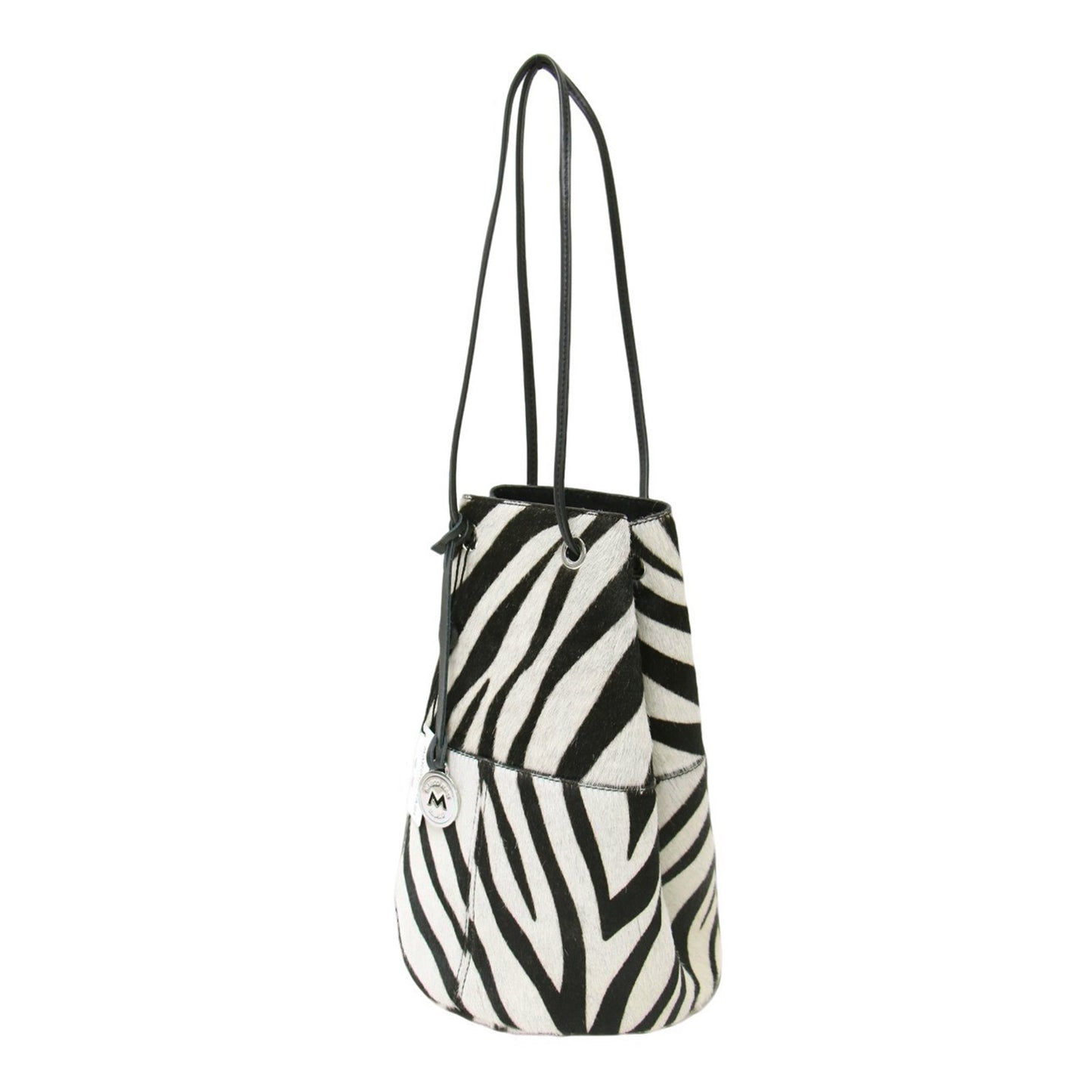 ゼブラ ハラコ ショルダーバッグ / ZEBRA BIANCO 巾着 バケツ柄 レザー 本革