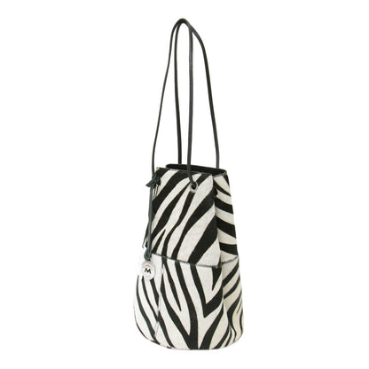 ゼブラ ハラコ ショルダーバッグ / ZEBRA BIANCO 巾着 バケツ柄 レザー 本革