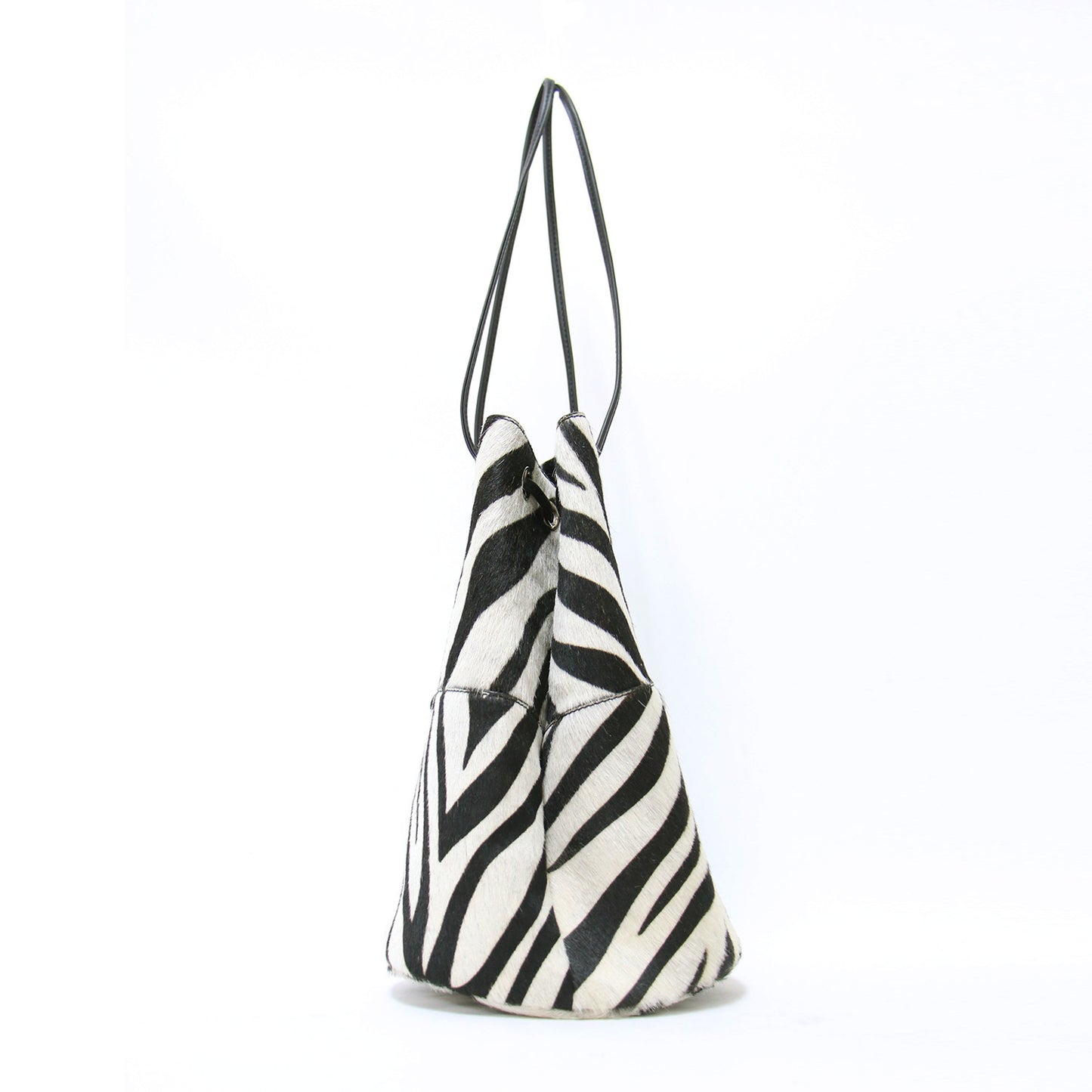 ゼブラ ハラコ ショルダーバッグ / ZEBRA BIANCO 巾着 バケツ柄 レザー 本革