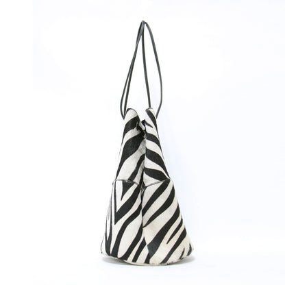 ゼブラ ハラコ ショルダーバッグ / ZEBRA BIANCO 巾着 バケツ柄 レザー 本革