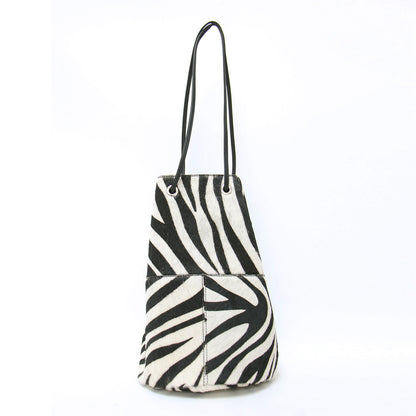ゼブラ ハラコ ショルダーバッグ / ZEBRA BIANCO 巾着 バケツ柄 レザー 本革