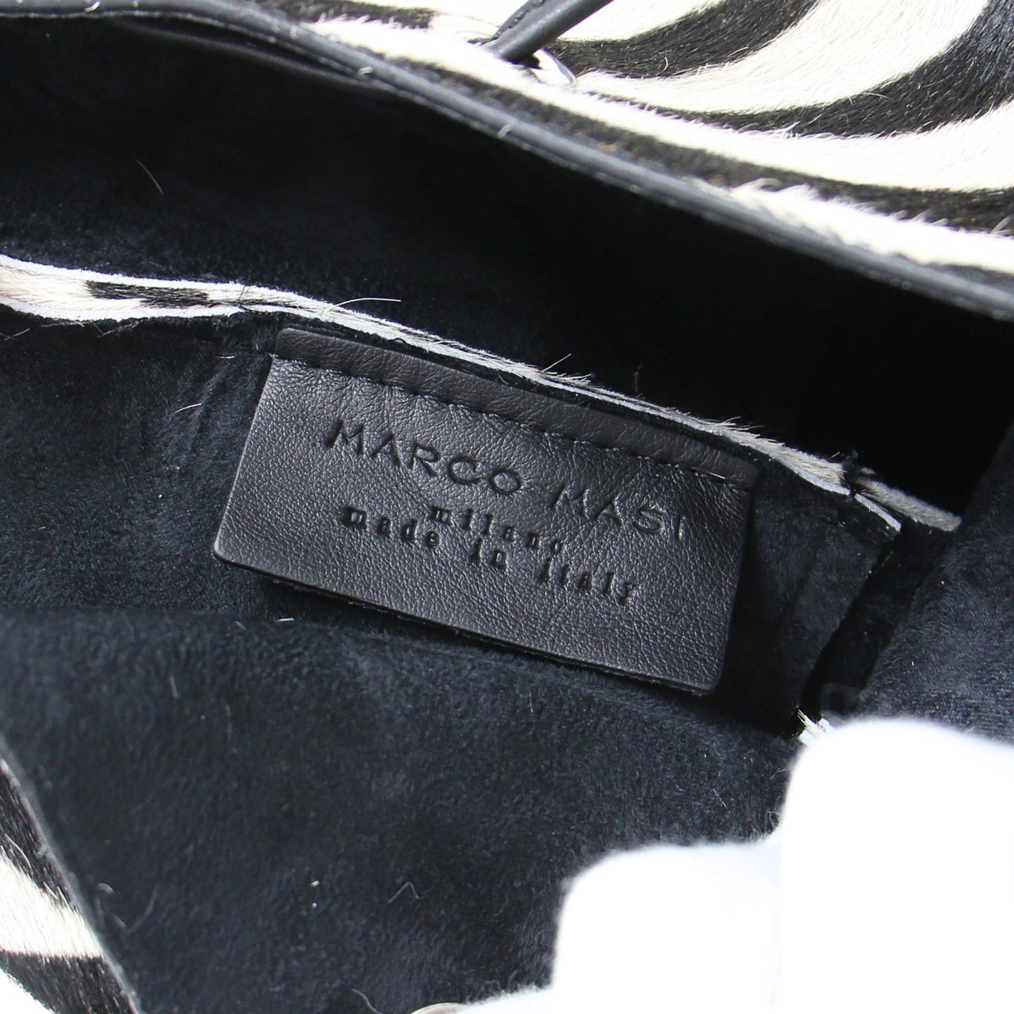 ゼブラ ハラコ ショルダーバッグ / ZEBRA BIANCO 巾着 バケツ柄 レザー 本革