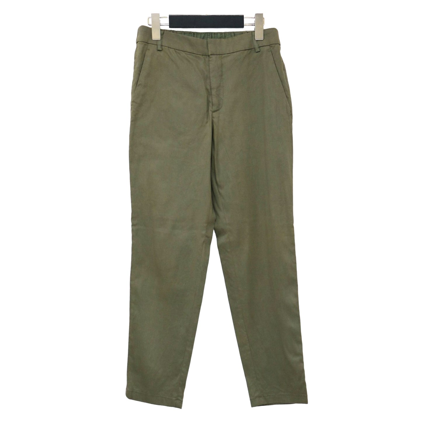 リネン ヴィスコース ストレッチ テーパード パンツ / クロップド丈 ウエストゴム