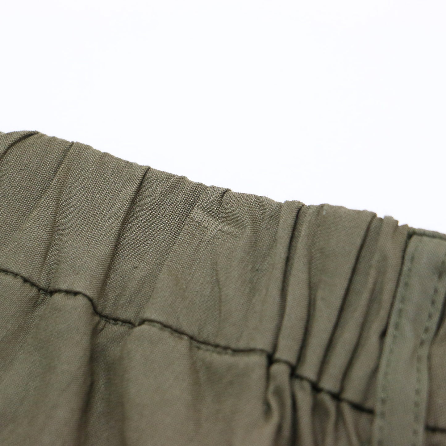 リネン ヴィスコース ストレッチ テーパード パンツ / クロップド丈 ウエストゴム