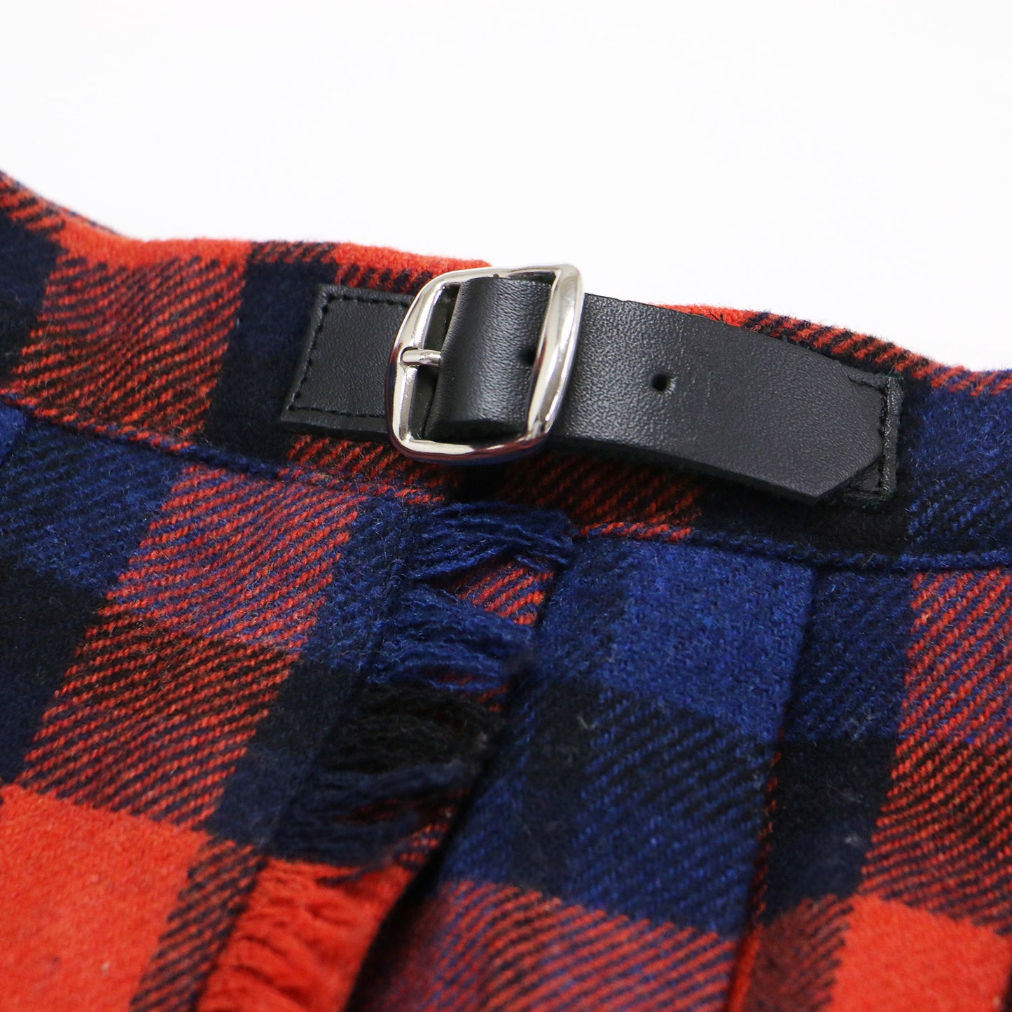 24春夏 チェック柄 ラップ スカート / ミモレ丈 Aライン フレア フリンジ プリーツ ウール