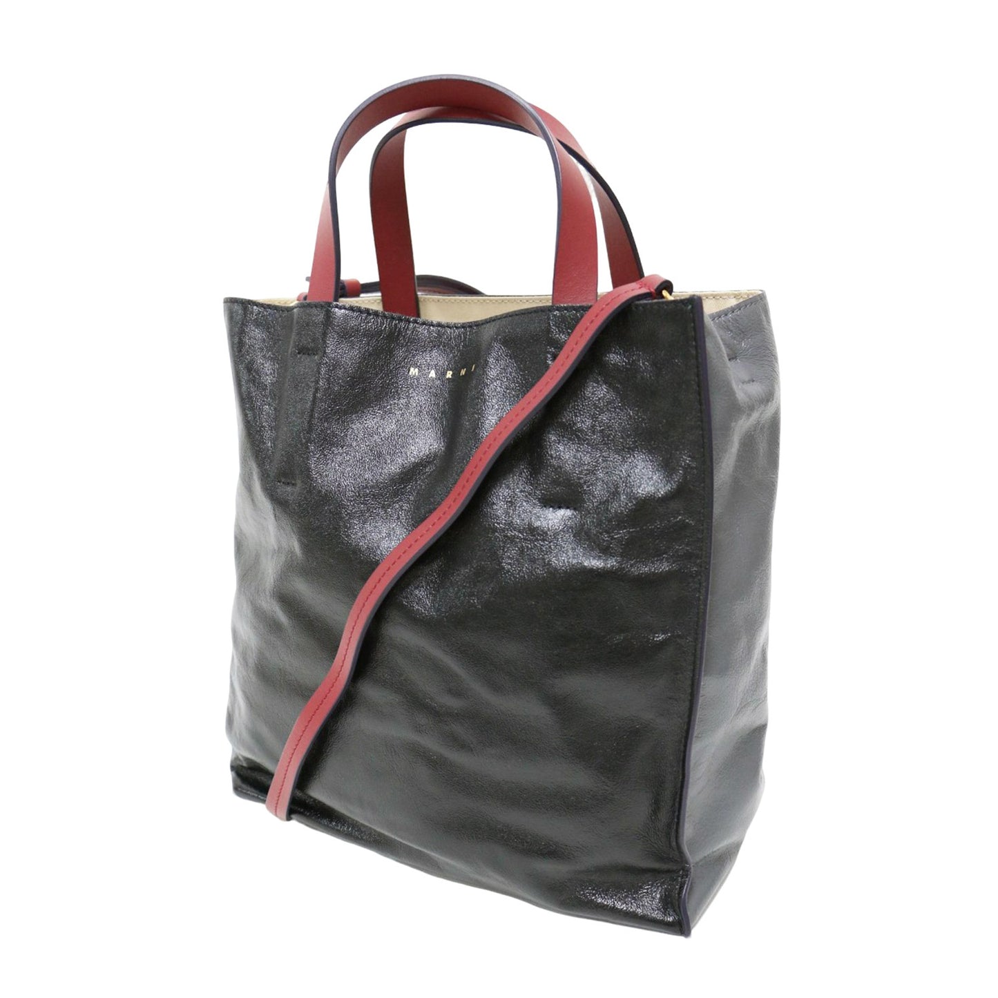 Museo Soft ミニバッグ / トートバッグ ショルダー スクエア カラーブロック バイカラー ロゴ レザー 牛革