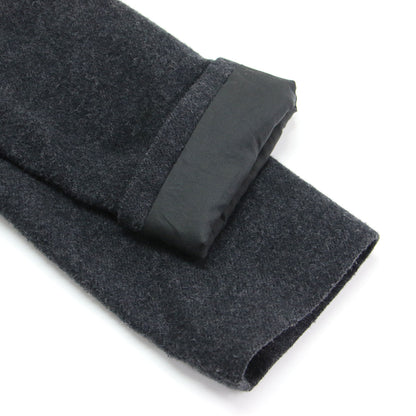 × 尾州 縮絨ウール フランネル ワイド ショートコート / 長袖 ステンカラー Aライン スリット