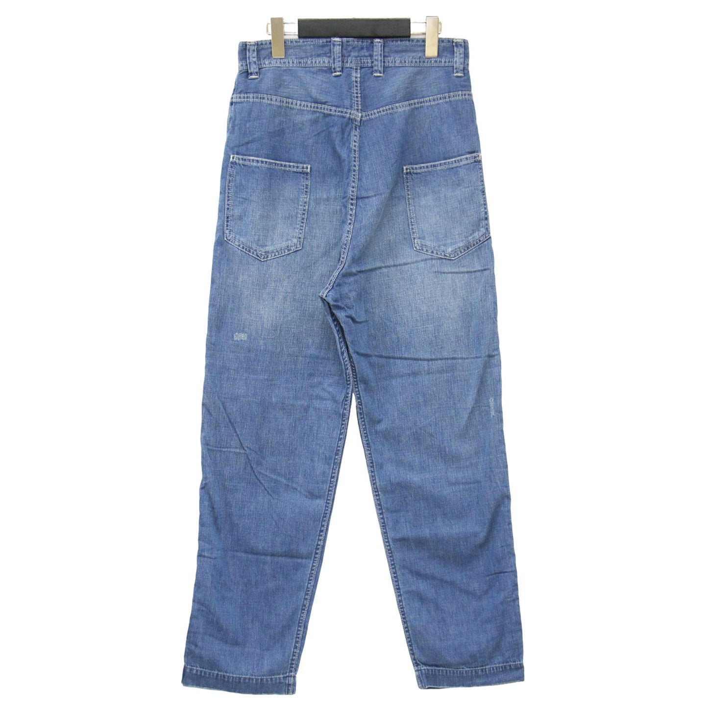 サイドジップ デニム パンツ / テーパード ルーズ ダメージ加工 コットン 定番