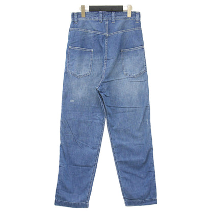 サイドジップ デニム パンツ / テーパード ルーズ ダメージ加工 コットン 定番