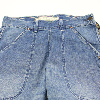 サイドジップ デニム パンツ / テーパード ルーズ ダメージ加工 コットン 定番