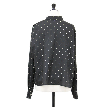 ドット柄 ボックス ショート シャツ / レギュラーカラー 長袖 ブラウス