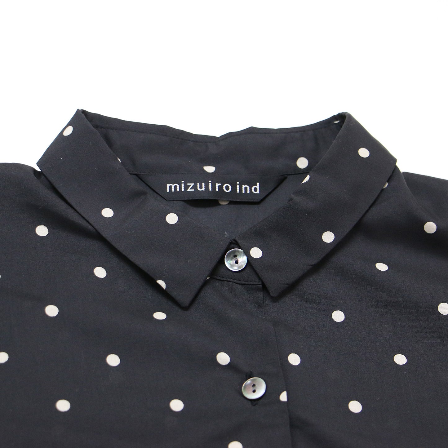 ドット柄 ボックス ショート シャツ / レギュラーカラー 長袖 ブラウス