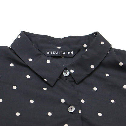 ドット柄 ボックス ショート シャツ / レギュラーカラー 長袖 ブラウス