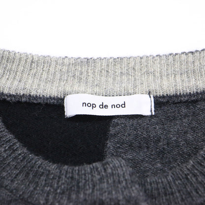 24秋冬 misc エキストラファインメリノ クルー ワイド カーディガン / ニット 長袖 バイカラー アシンメトリー ウール