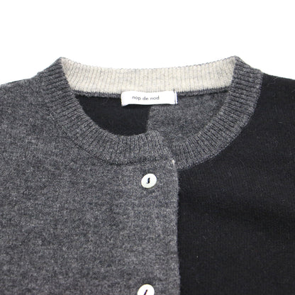 24秋冬 misc エキストラファインメリノ クルー ワイド カーディガン / ニット 長袖 バイカラー アシンメトリー ウール