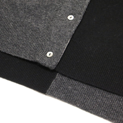 24秋冬 misc エキストラファインメリノ クルー ワイド カーディガン / ニット 長袖 バイカラー アシンメトリー ウール