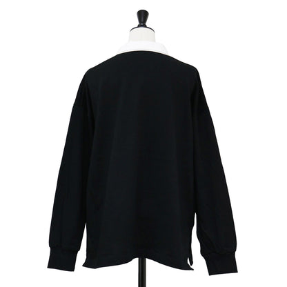 24秋冬 スビン コットン ラガーシャツ / ポロシャツ 布帛 コンビ  襟付き バイカラー カットソー素材 コットン