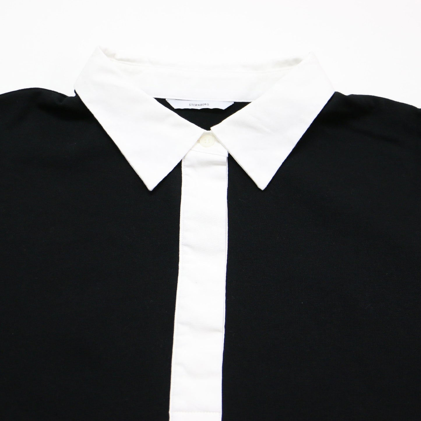 24秋冬 スビン コットン ラガーシャツ / ポロシャツ 布帛 コンビ  襟付き バイカラー カットソー素材 コットン