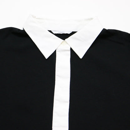 24秋冬 スビン コットン ラガーシャツ / ポロシャツ 布帛 コンビ  襟付き バイカラー カットソー素材 コットン