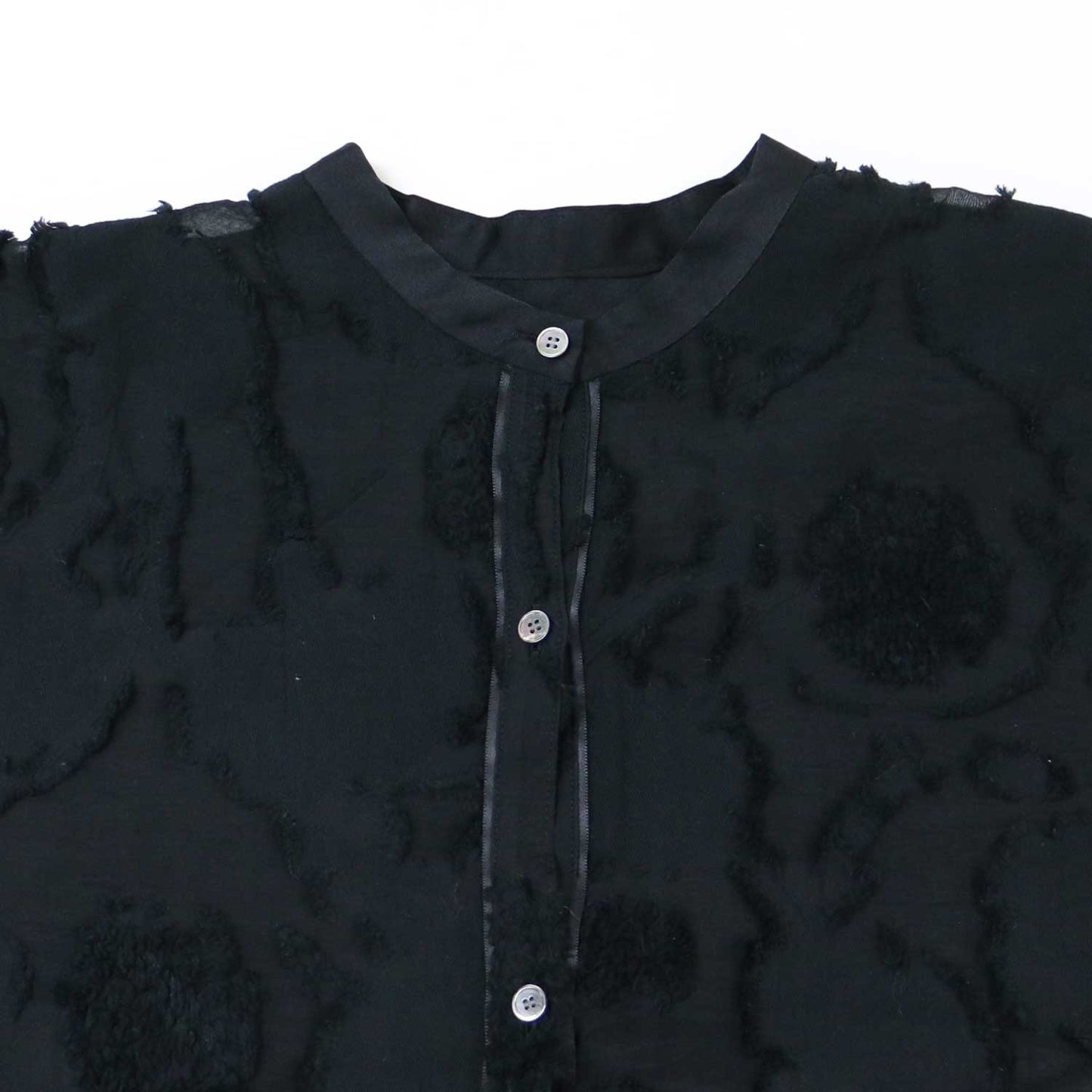 24秋冬 フラッフィージャカード ロング シャツ ワンピース / 長袖 ノーカラー ストレートシルエット ベルト コットン