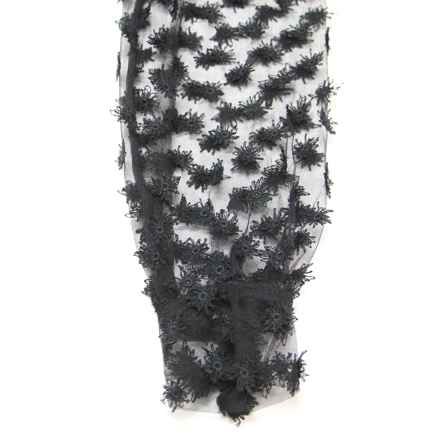 24春夏 フラッフィー エンブロイダリー バンドカラー ブラウス / 長袖 チュール シアー スリット