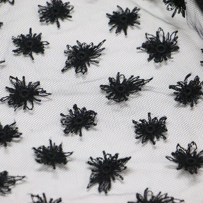 24春夏 フラッフィー エンブロイダリー バンドカラー ブラウス / 長袖 チュール シアー スリット