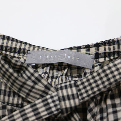 24秋冬 チェック タイ ブラウス / Artesia Plaid Ron 半袖 リボン キーネック ウール