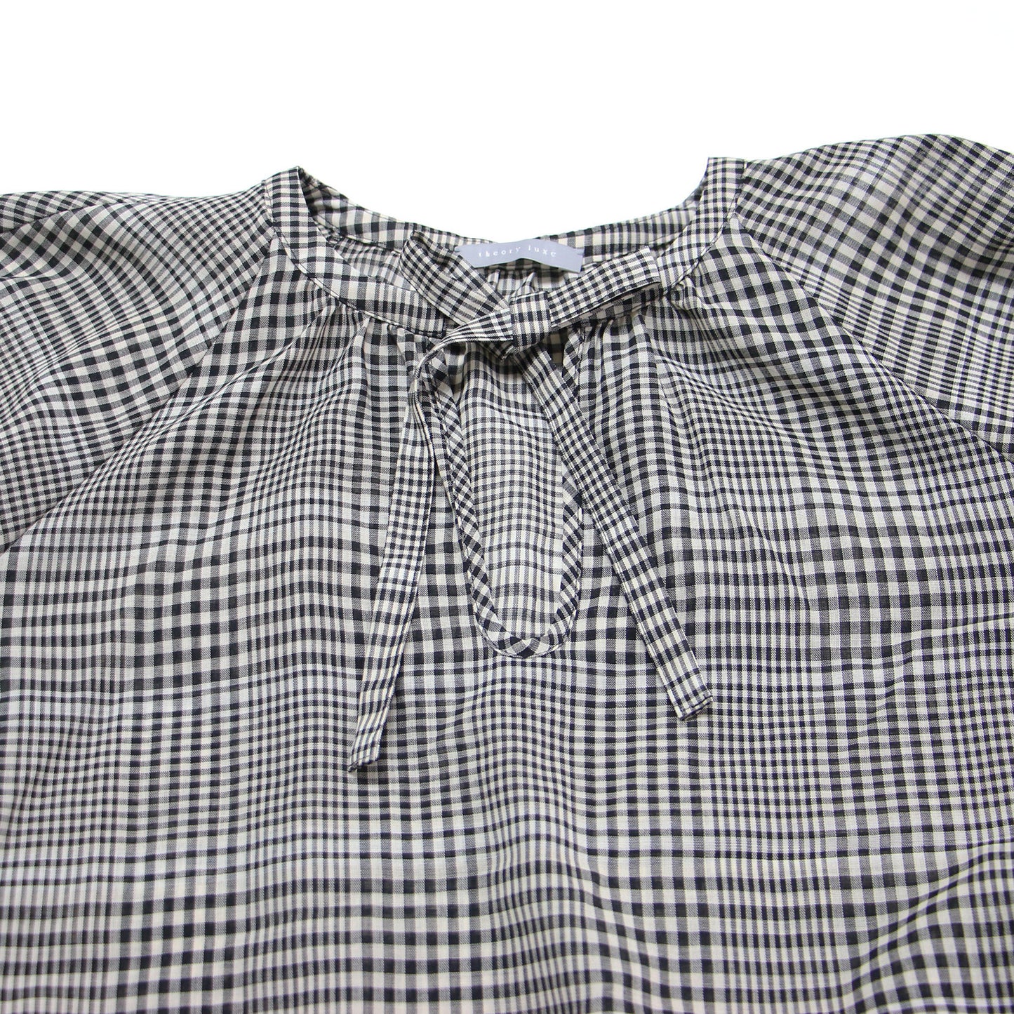24秋冬 チェック タイ ブラウス / Artesia Plaid Ron 半袖 リボン キーネック ウール