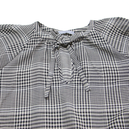 24秋冬 チェック タイ ブラウス / Artesia Plaid Ron 半袖 リボン キーネック ウール