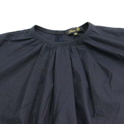 コットン ギャザースリーブ ブラウス / プルオーバー クルーネック 長袖 ボリュームスリーブ タック