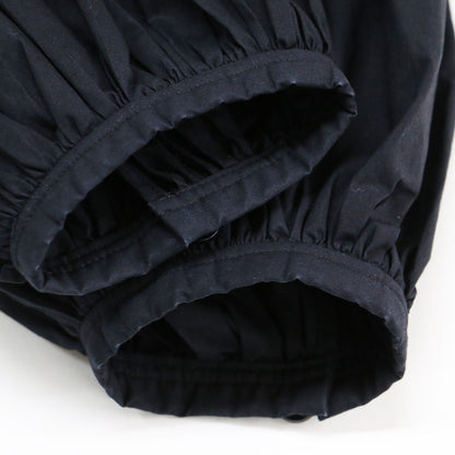 コットン ギャザースリーブ ブラウス / プルオーバー クルーネック 長袖 ボリュームスリーブ タック