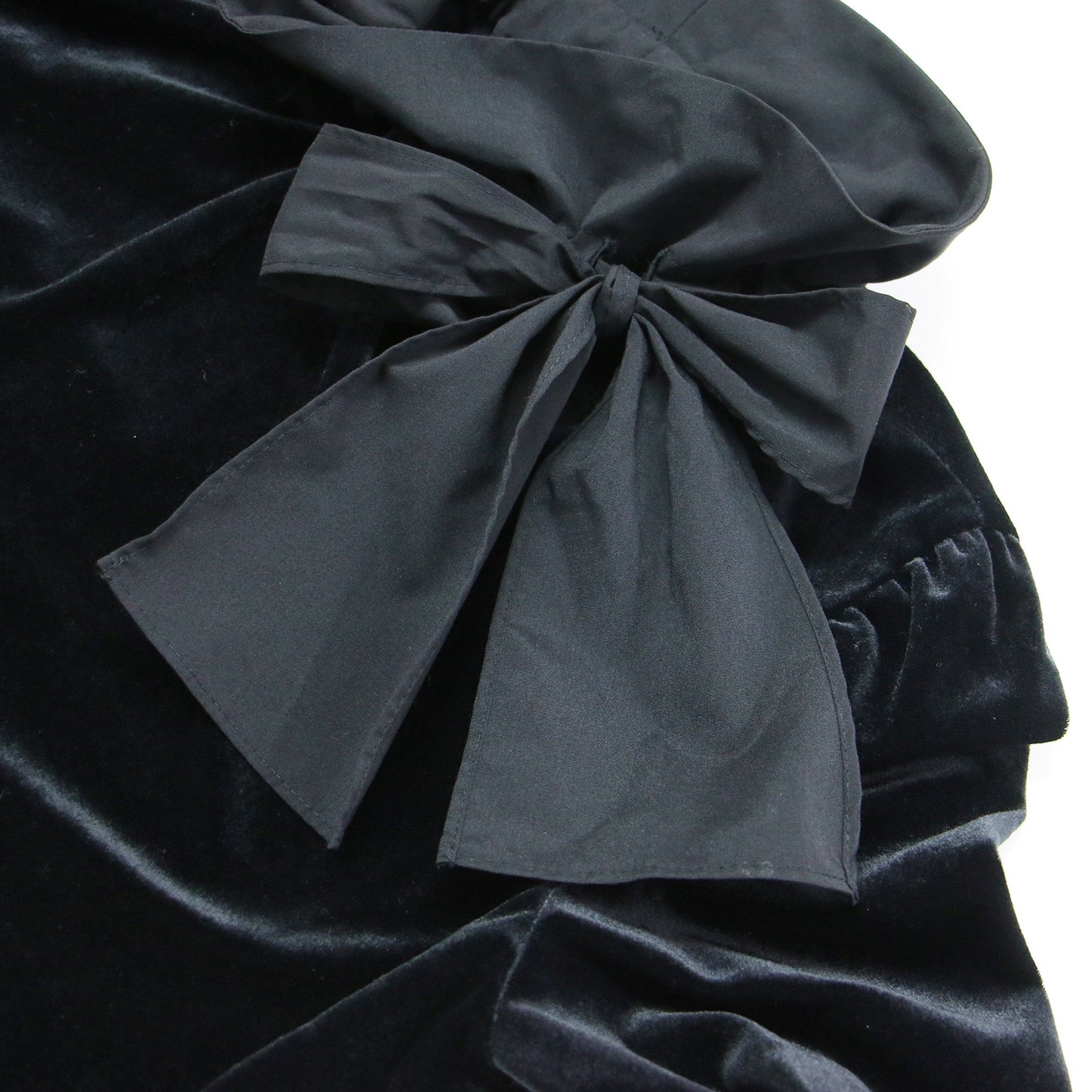 24秋冬 ハイネック リボン ベロア カットソー / プルオーバー 長袖 コンパクト タック ストレッチ サテン