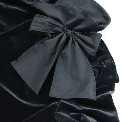 24秋冬 ハイネック リボン ベロア カットソー / プルオーバー 長袖 コンパクト タック ストレッチ サテン