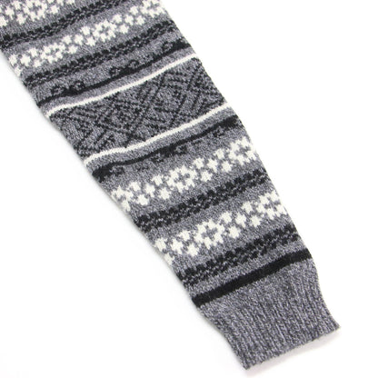 2WAY Vネック ジャガード プルオーバー / Deformation Jacquard Top ニット 長袖 ワイド スリット 総柄 ウール