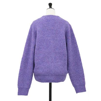 24秋冬 フラッフィー メランジ ニット カーディガン / ニット 長袖 Vネック ドロップショルダー ウール モヘヤ