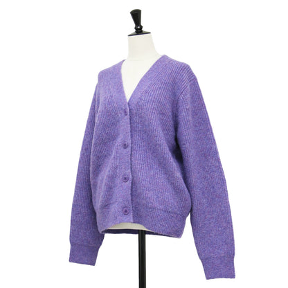 24秋冬 フラッフィー メランジ ニット カーディガン / ニット 長袖 Vネック ドロップショルダー ウール モヘヤ