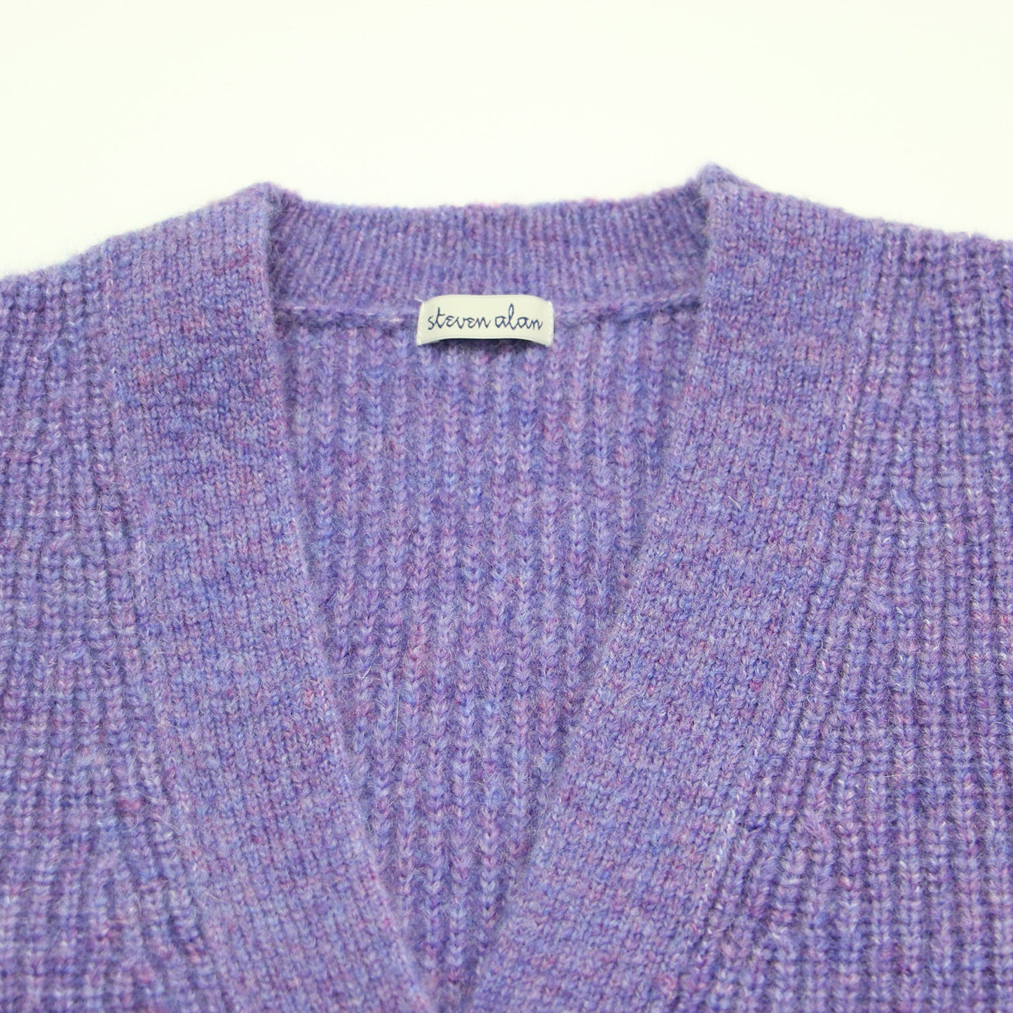 24秋冬 フラッフィー メランジ ニット カーディガン / ニット 長袖 Vネック ドロップショルダー ウール モヘヤ