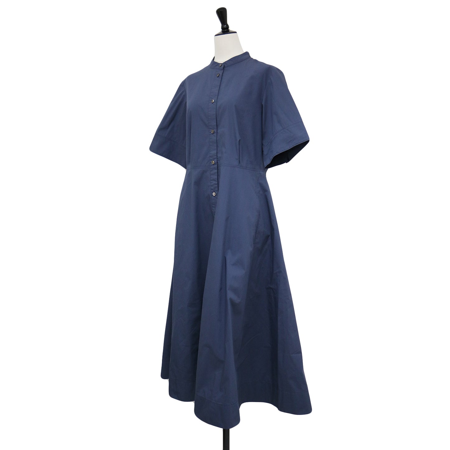 24秋冬 スタンドカラー フレア シャツ ドレス / Tech Poplin Eressa ワンピース ロング丈 半袖 ストレッチ ウォッシャブル