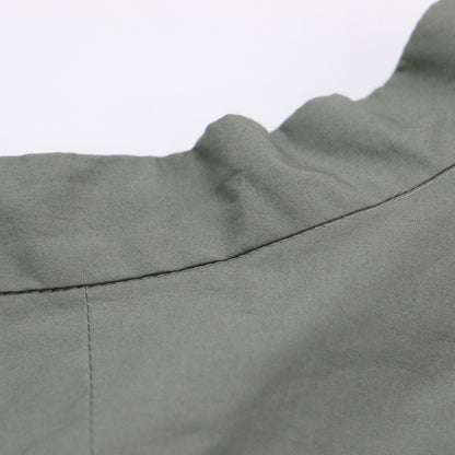 フレンチスリーブ バルーンシルエット ブラウス / シャツ ノースリーブ バンドカラー 比翼 タイプライター コットン