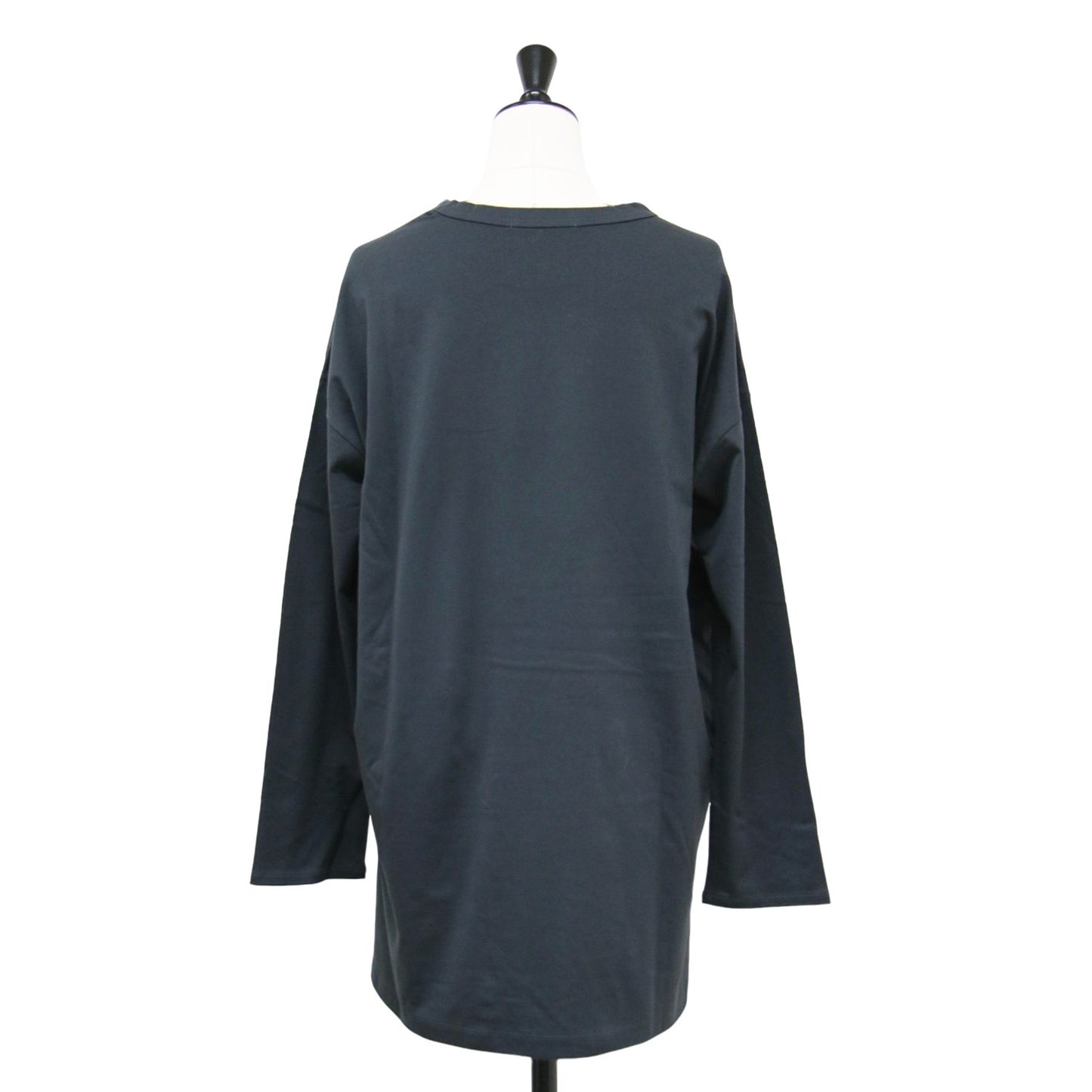 クルーネック ロングスリーブ Tシャツ / カットソー ロンT 長袖 スリット コットン