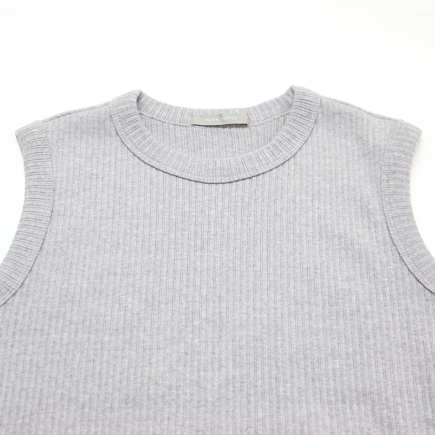 リブ タイト ノースリーブ カットソー / タンクトップ Tシャツ プルオーバー コットン