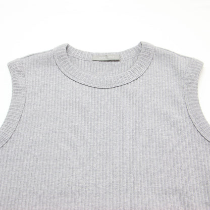 リブ タイト ノースリーブ カットソー / タンクトップ Tシャツ プルオーバー コットン