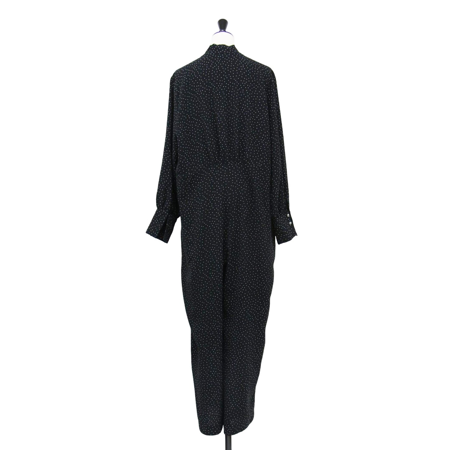 22秋冬 ボウタイ付き ドット柄 オールインワン / パンツ 長袖 ワイド リボン