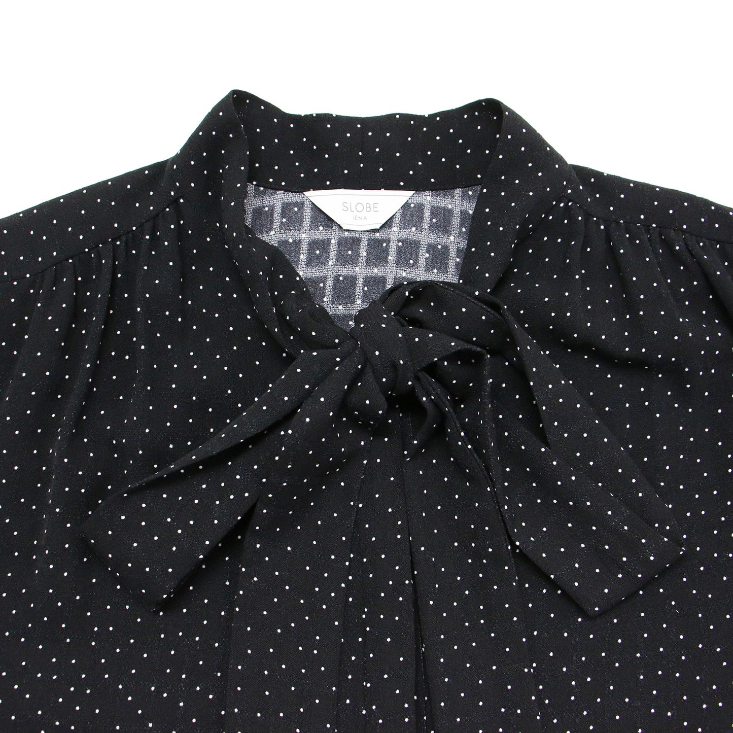 22秋冬 ボウタイ付き ドット柄 オールインワン / パンツ 長袖 ワイド リボン