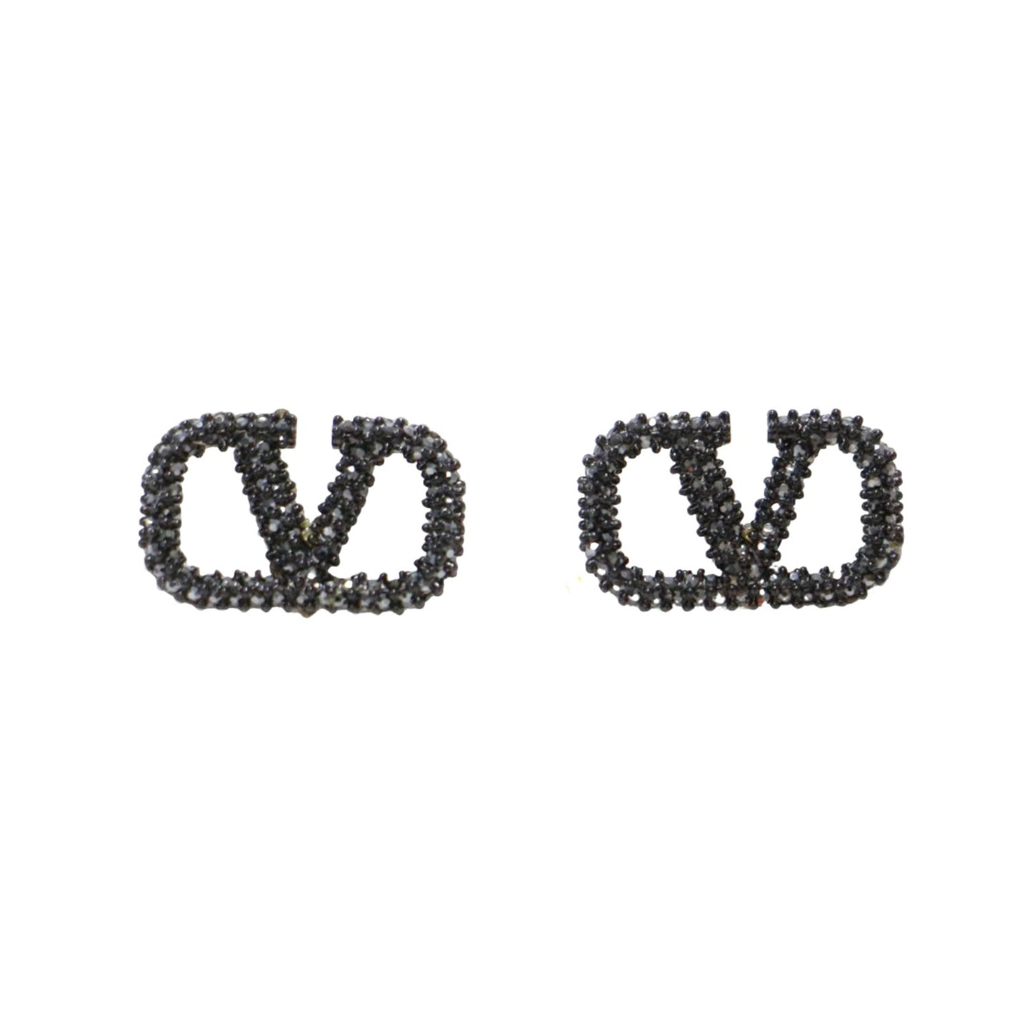 Vロゴ ラインストーン ピアス / 両耳用