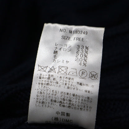 畦編み ハイネック ニット / プルオーバー 長袖 ミドルゲージ カシミヤ ウール コットン