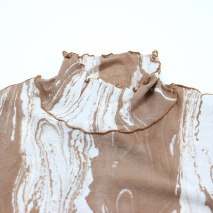 プリント シアー リブ ハイネック プルオーバー / Print sheer rib H/N PO カットソー ロンT 総柄 コットン